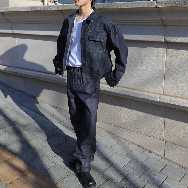 Rerap Non Fade Denim Stitch Jacket (2color)