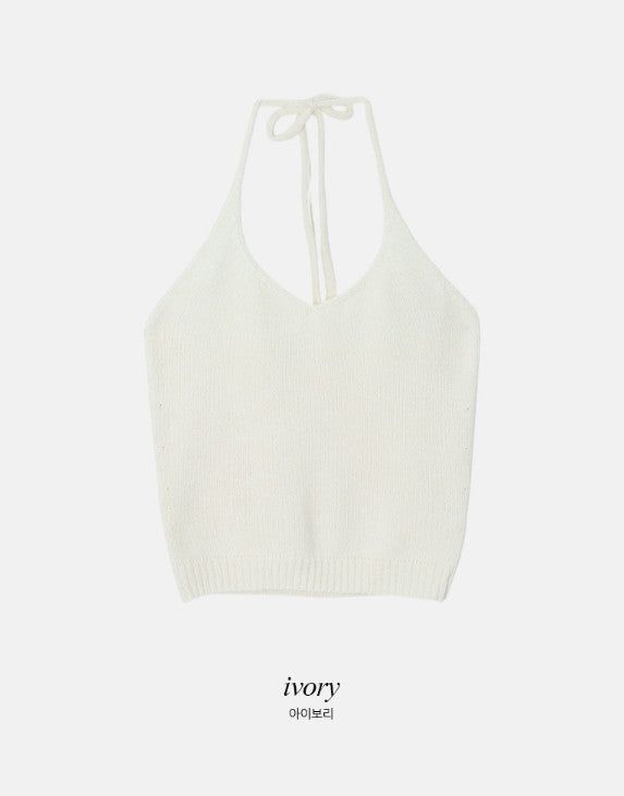 #Halter Neck Wool50 Knit Bustier (4color)