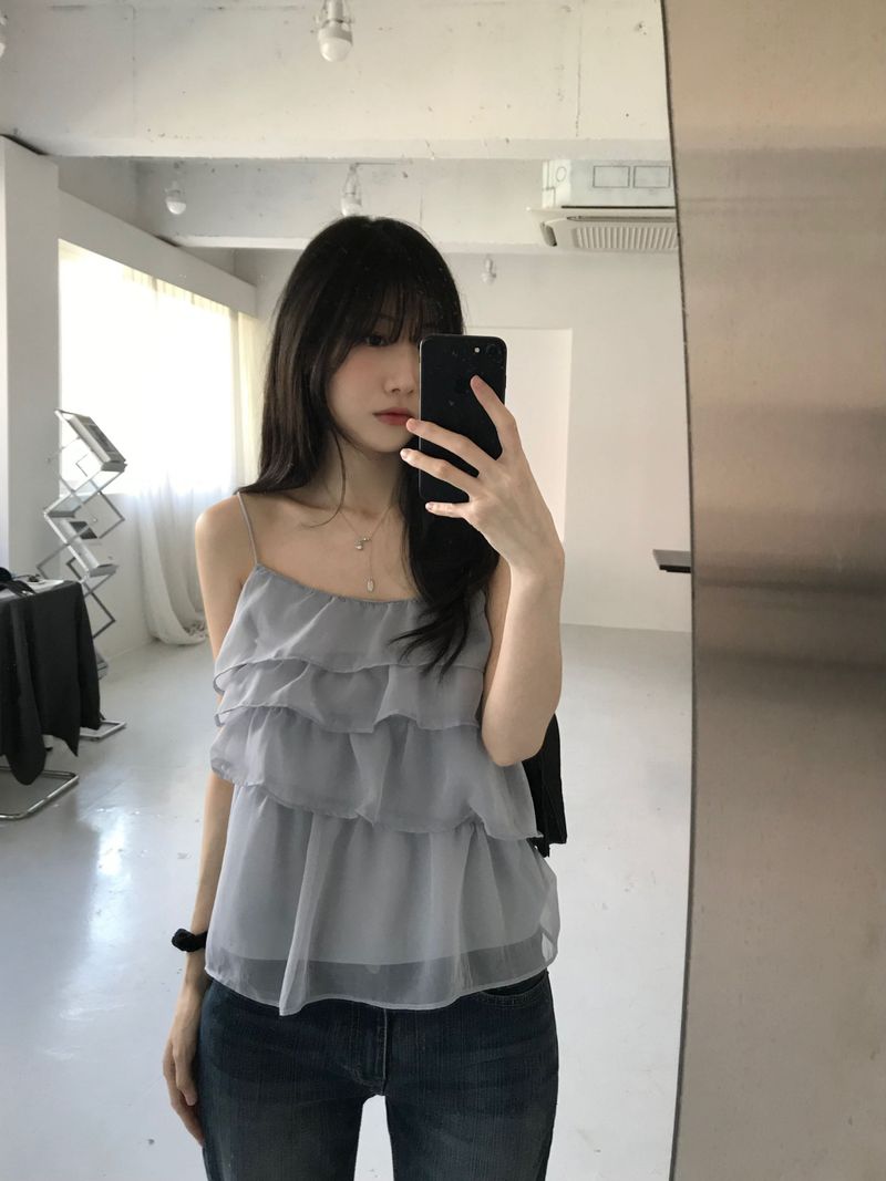 See-through frill bustier (2 colors)