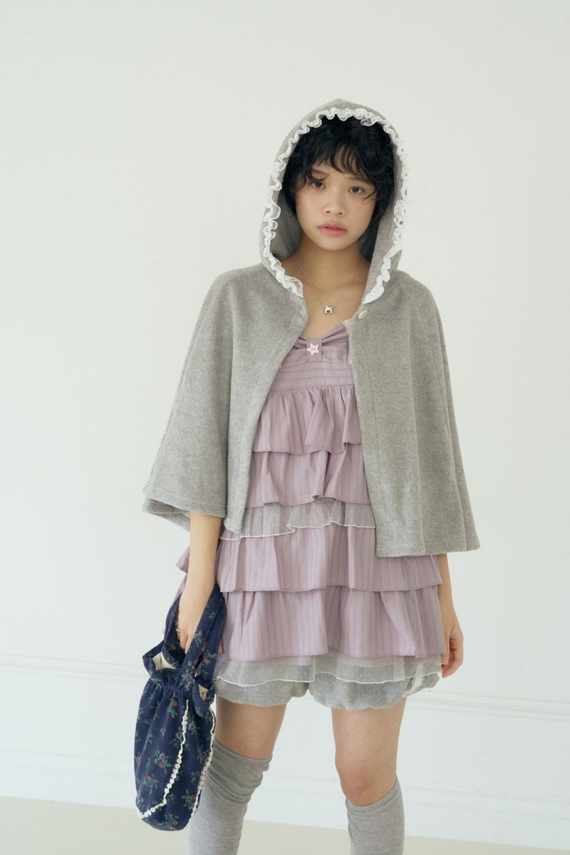 VANILLA TERRY HOOD CAPE (GREY)
