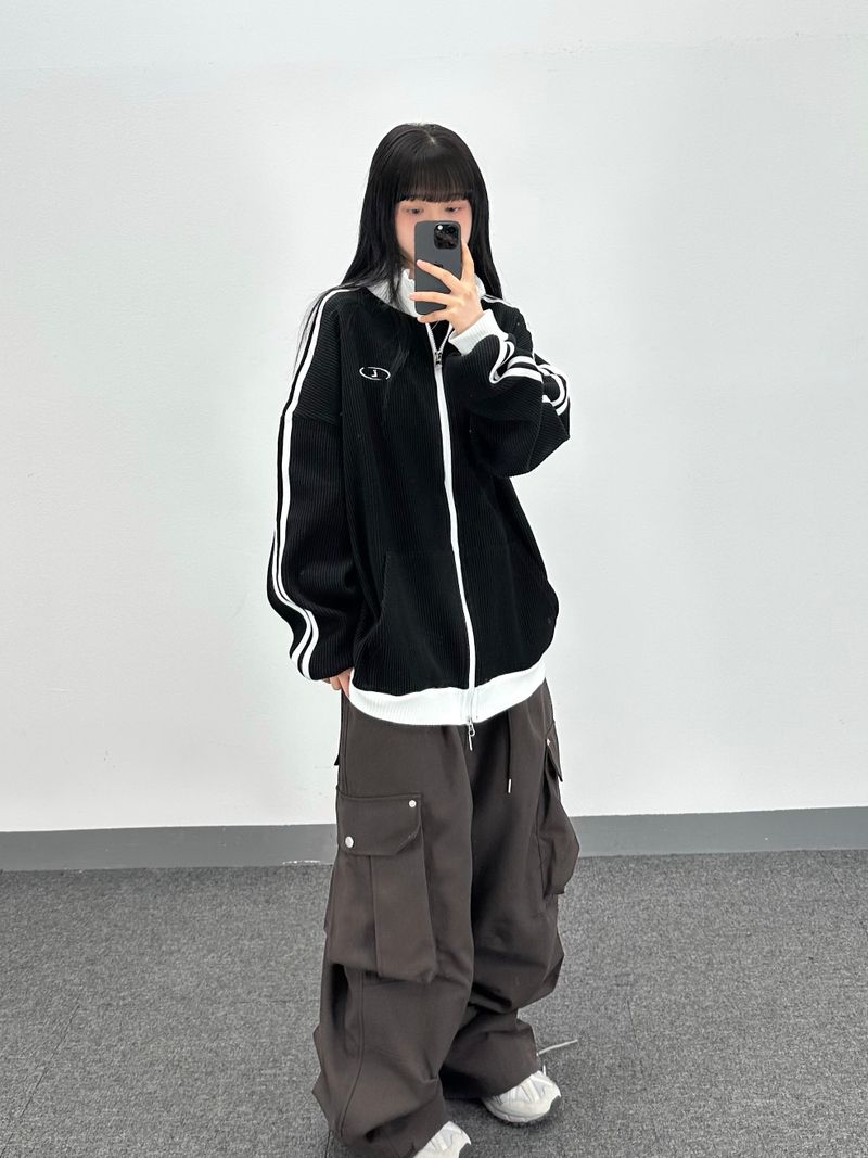 waffle track zip-up