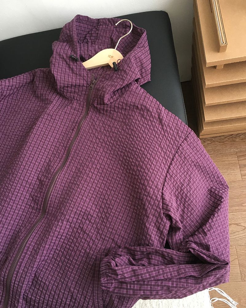 Burnt Check Hood Windbreaker