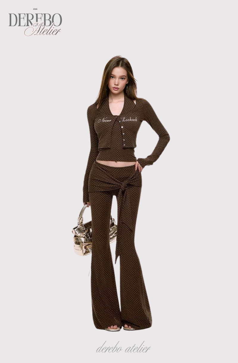 Dot halter cardigan flare training setup (PANTS)