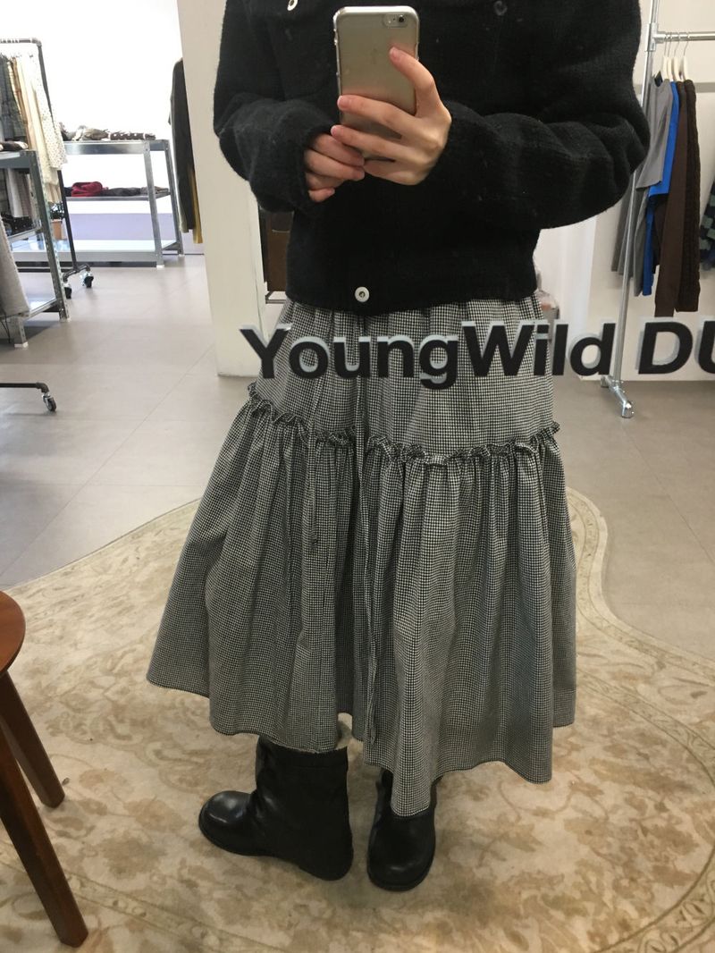 Romantic check frill skirt (2color)