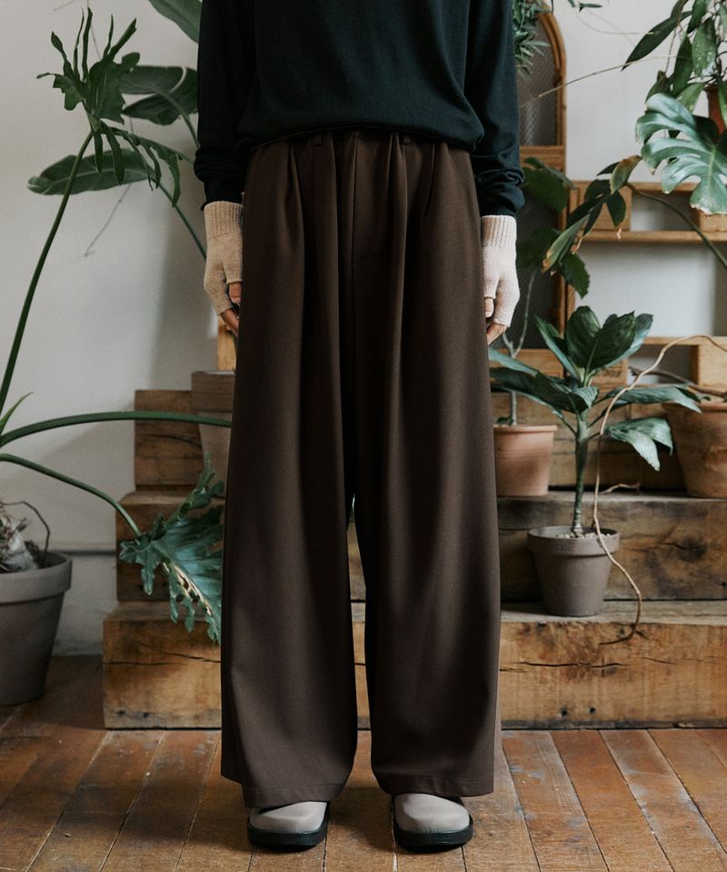 unisex side wide pants brown