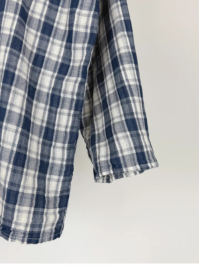 WASHED CHECK FRILL SHIRT (2C)
