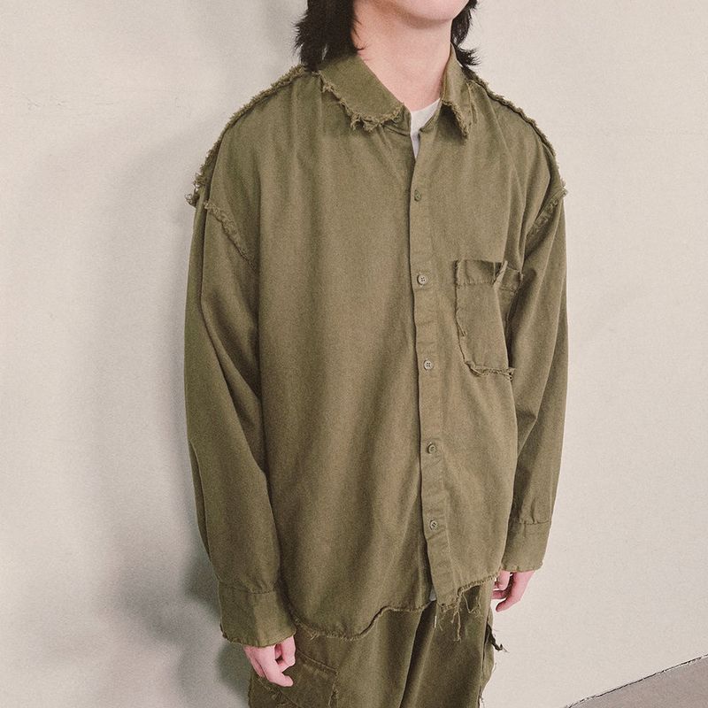 grunge plain shirt_khaki