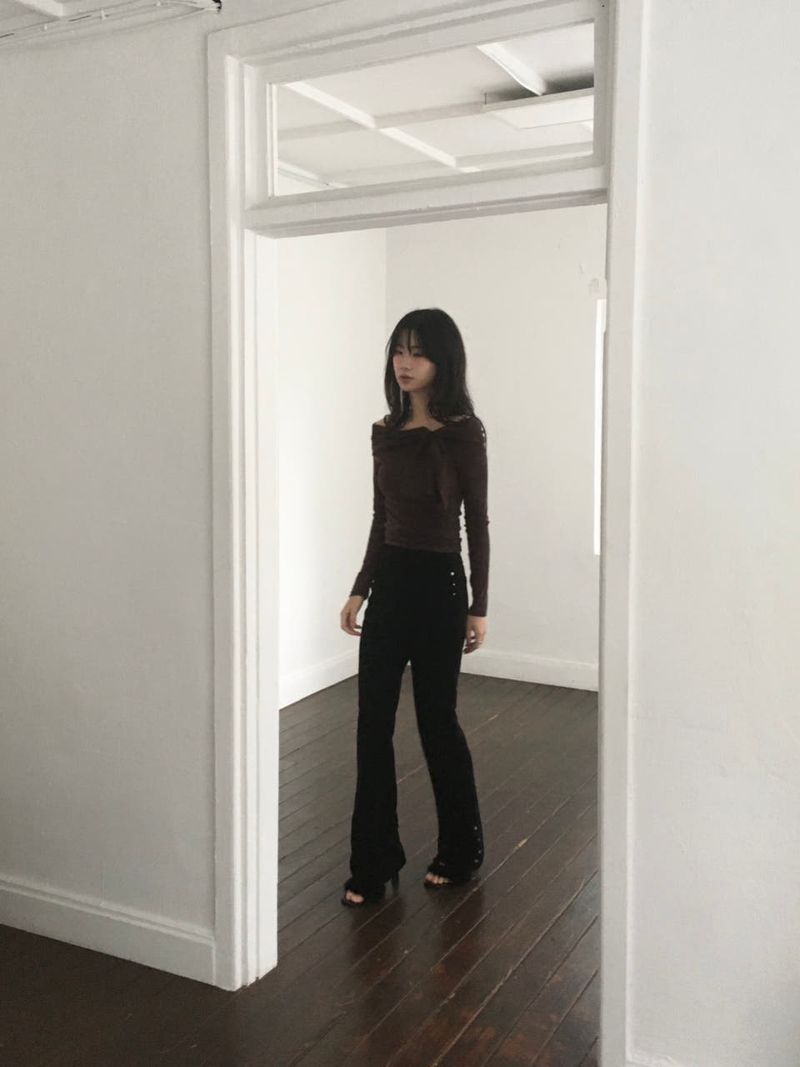 Corduroy rivet Bootcut Pants