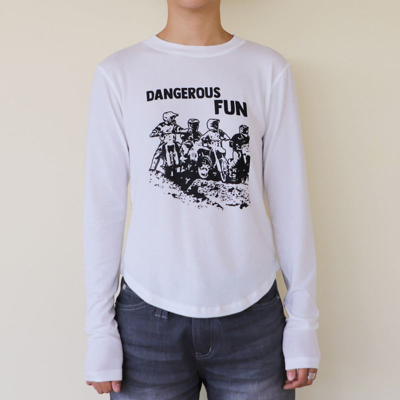 KRUCHI(クルチ)の「DANGEROUS FUN long-sleeved T-Shirt (WHITE)(Tops)」