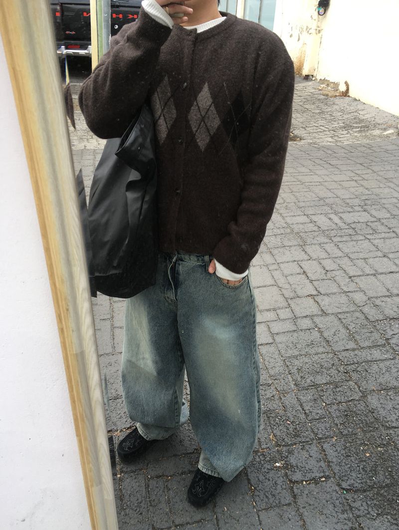 No.1561 argyle round knit CD (4color)