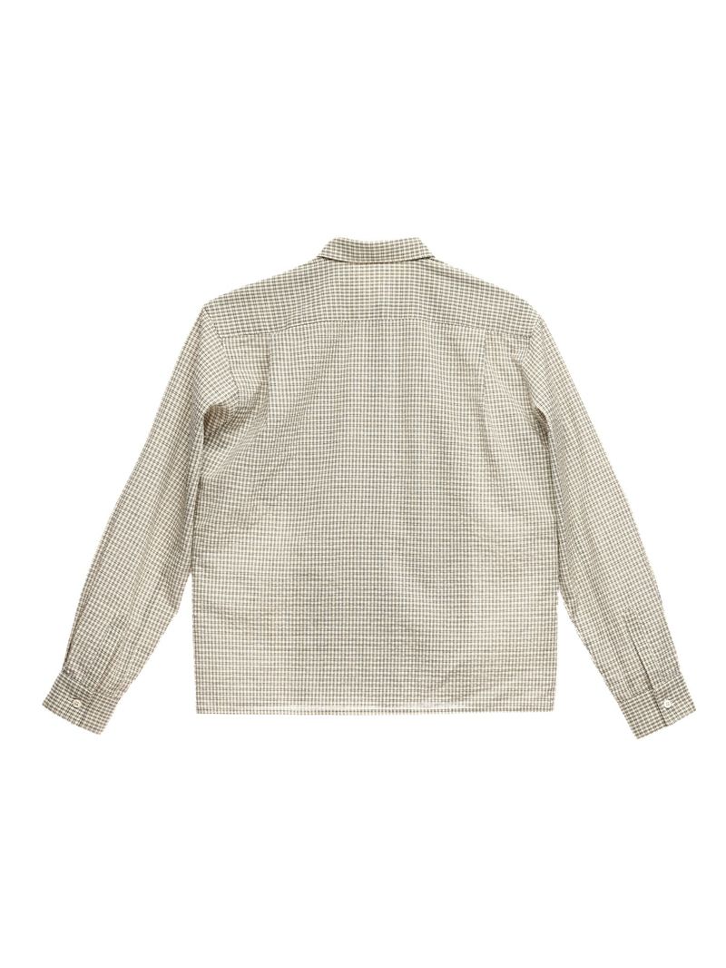 6CRAYON Retro Off-White Plaid Cotton Peplum Blouse