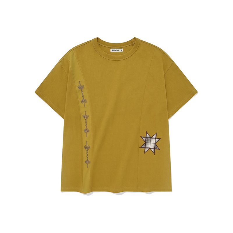 karactor（カラクター）の「Sewing stuff half T-shirts / Mustard（Tops）」