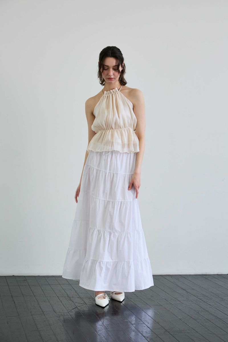 PEARL HALTERNECK TOP / IVORY