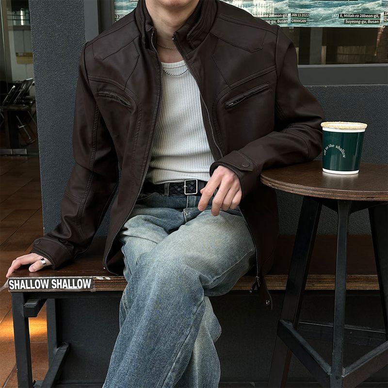 [PROMOTION] Leather zipper biker jacket(2color)