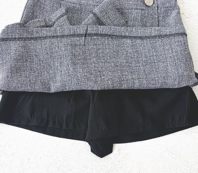 Beable Wrap Pleated Tweed Skirt Pants