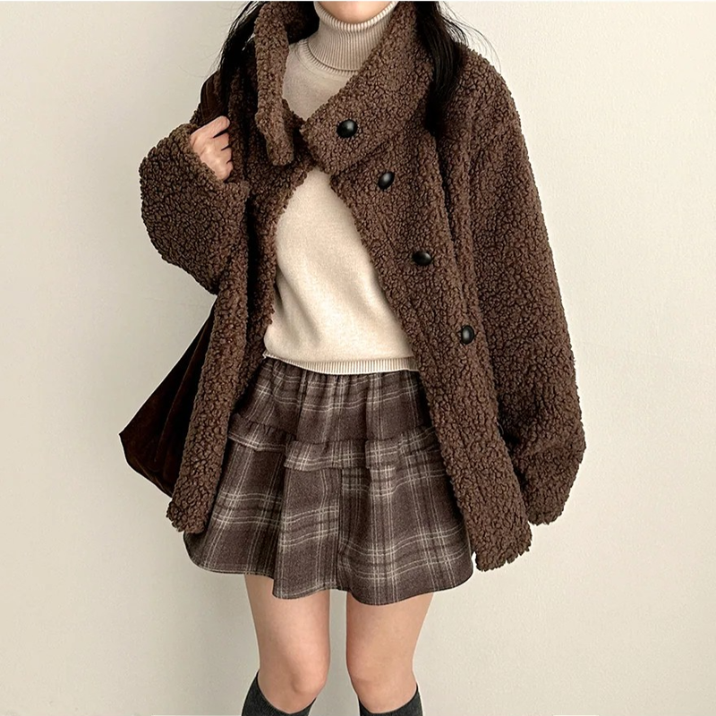 Elt 2-Layer Check Flared Banding Miniskirt