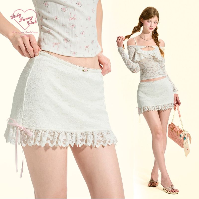 Girly Fancy Club（ガーリーファンシークラブ）の「[GirlyFancyClub] French Ruffle Lace Short Skirt A-line Hollow-out Lace Skirt Summer Women（Skirts）」