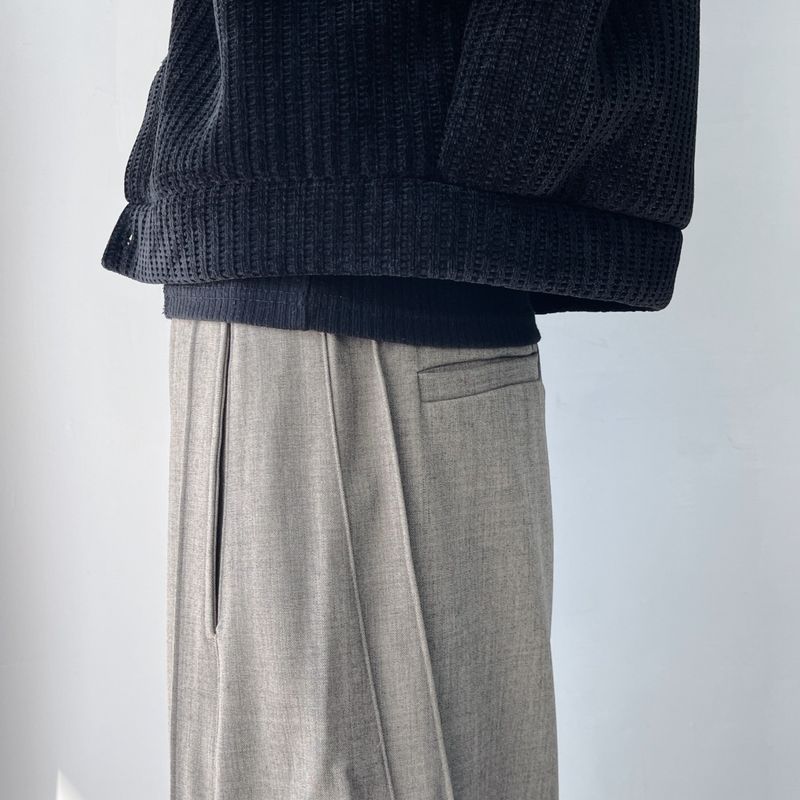Drape Seam 3D Straight Floor-Length Pants