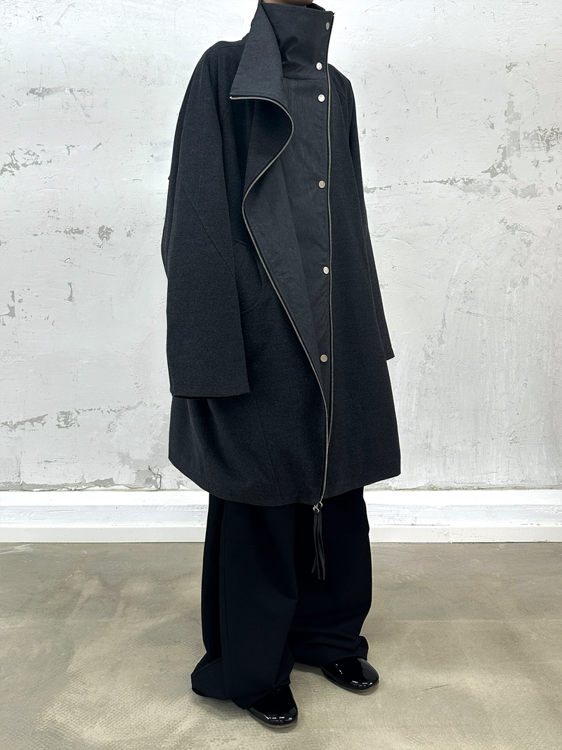 RELABEL Spatial Relations (Dark Space) Imported Australian Wool Double-Breasted Hidden-Button Four-Pocket Trench Coat
