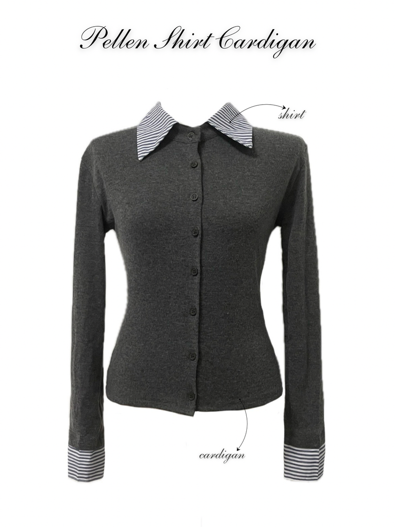Pellen shirt cardigan (Gray)