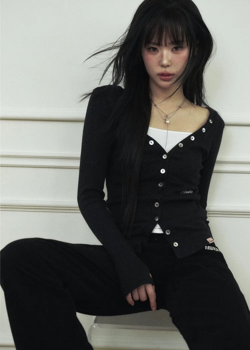 Ria Neck Button Knit Top