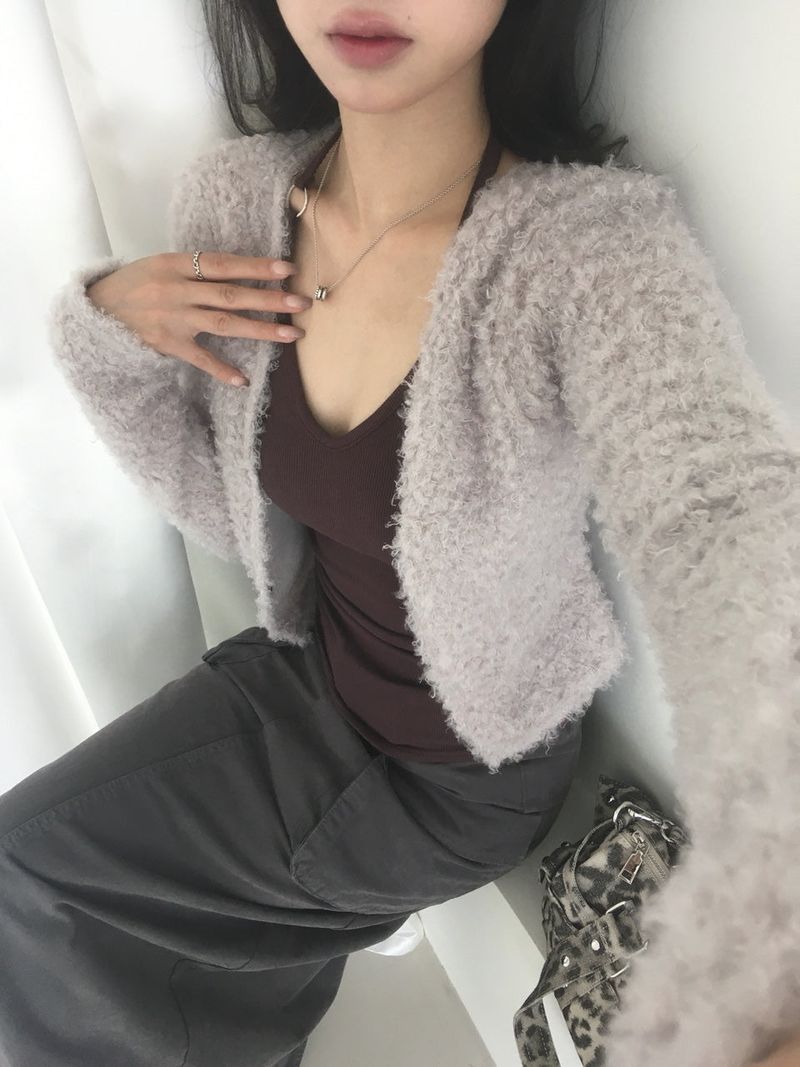 poodle fur cardigan
