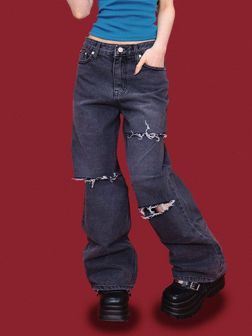 KUO（クーオ）の「ジョジョカッティングデニムパンツ (2color)（パンツ）」