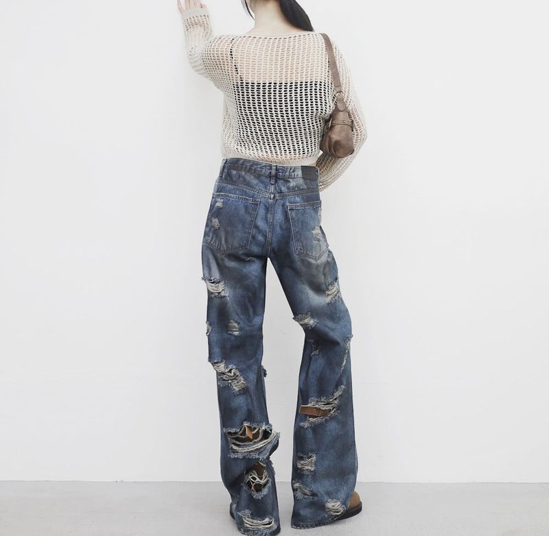 (Unisex) Jubi Damage Denim Pants