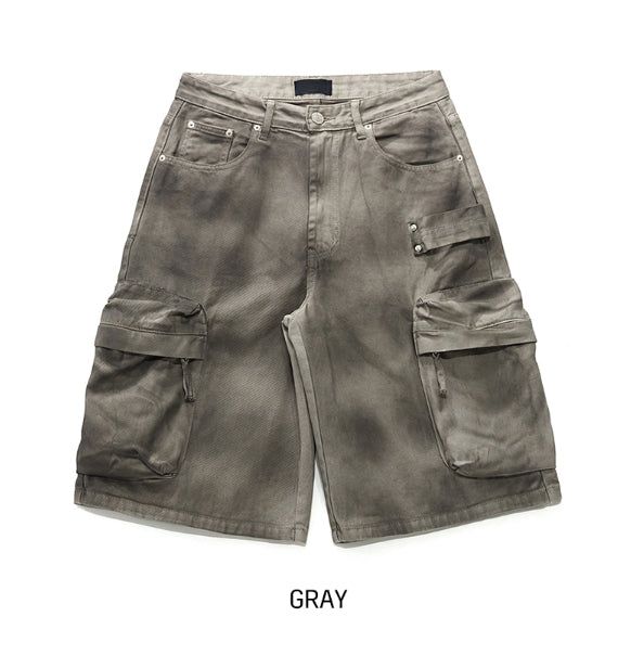 Burn dirty washing utility pocket bermuda pants