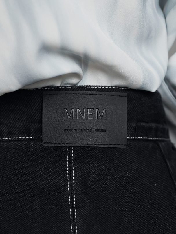 [mnem] denim set-up mini skirt