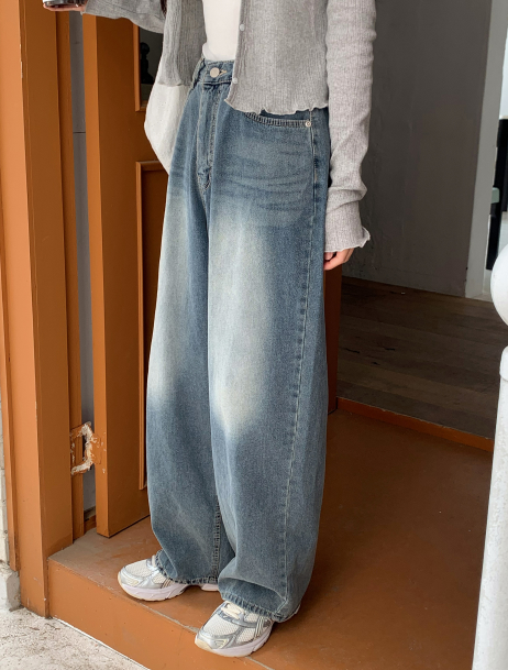 Blue Deep Washed Denim Wide Pants