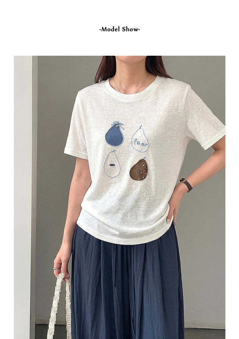 Cute Pear Art Crew Neck T-Shirt