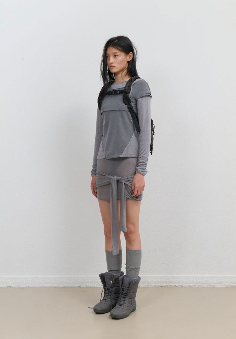 Halter Strap Long Sleeve / Grey