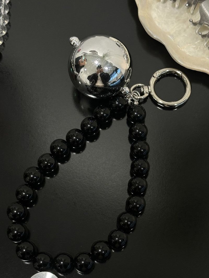 SILVER WIDE BALL KEYRING / TURKEY STONE