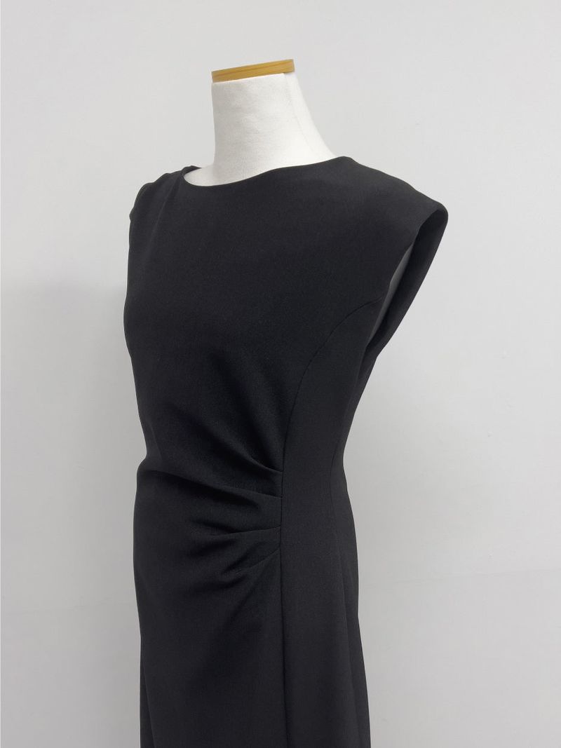 Boat Neck Shirring H-Line Long One Piece