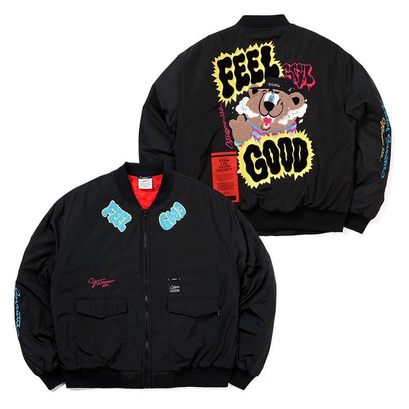 21 BEAR OVERSIZED MA-1 JACKET BLUE GREY