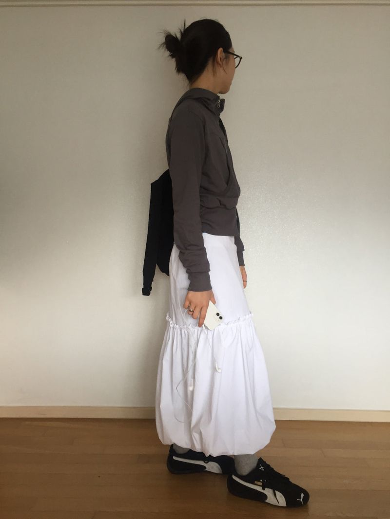 pumpkin nylon long skirt