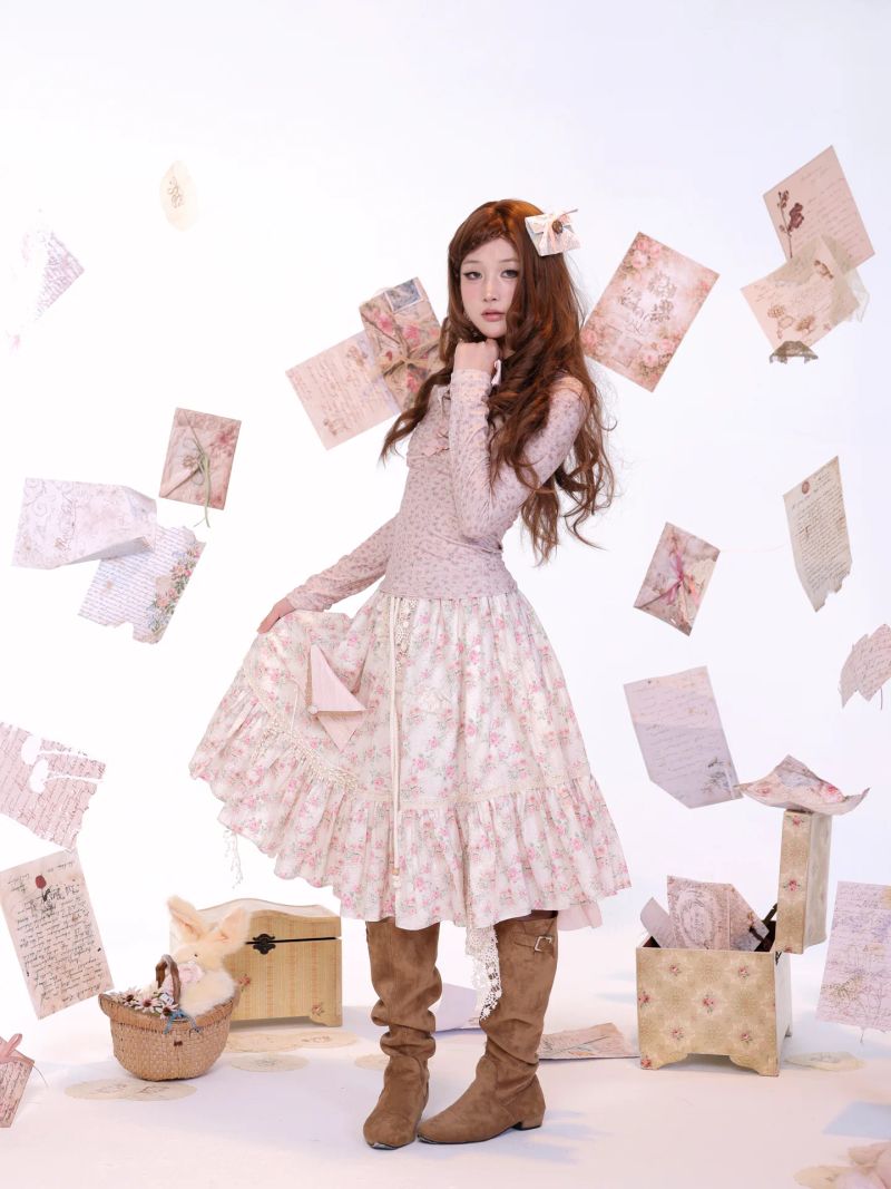 Rose Letter Long Skirt