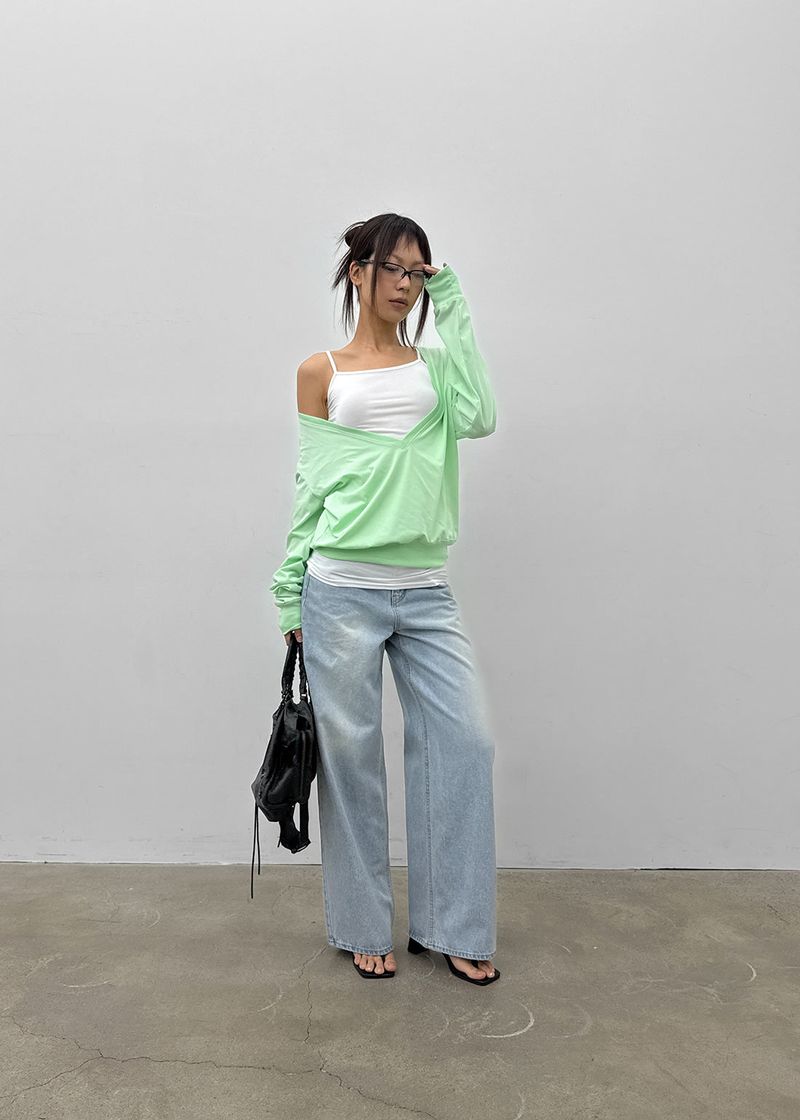 [MADE] Roni's Deep V-neck Summer Cotton Long Sleeve Tee