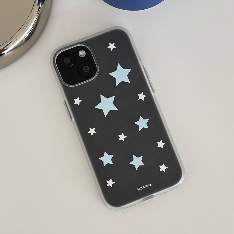 pastel star half clear jelly case (blue)