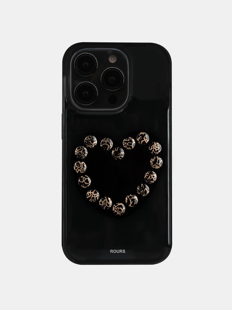 heart stud case (leopard)