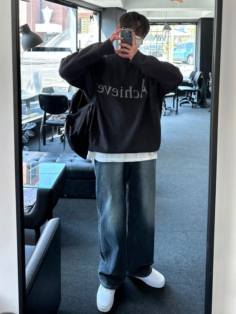 ドローダークブルーデニムパンツ