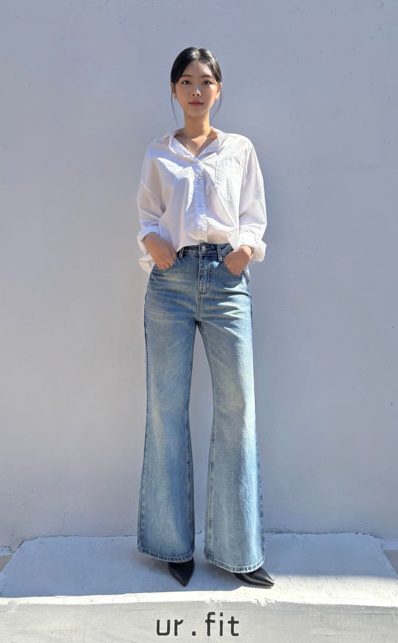 REGULAR SEMI BOOTCUT DENIM PANTS code 25007