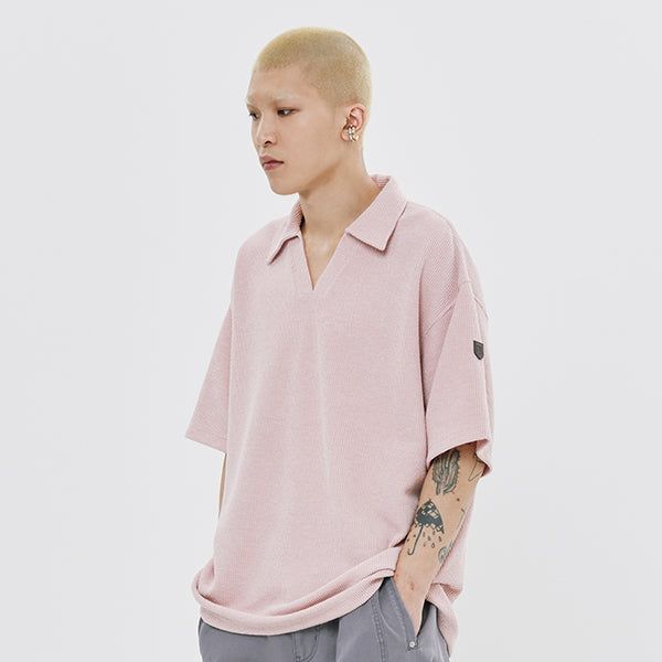 ROMANTIC CROWN（ロマンティッククラウン）の「OPEN COLLAR POLO KNIT SHIRT（Tops）」