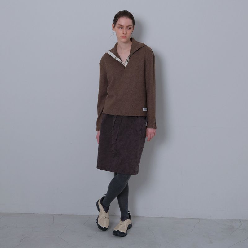 Brown Snap Knit Polar Tee