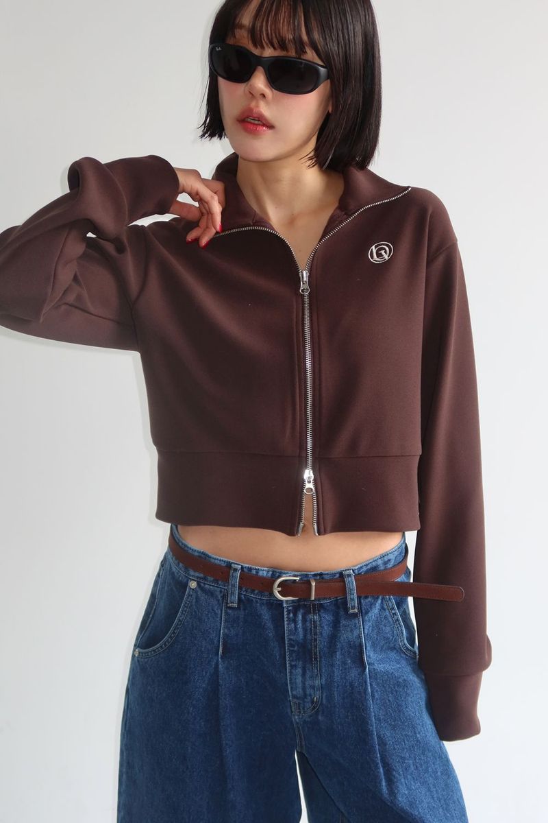 TWO-WAY FLEECE ZIP-UP_BROWN
