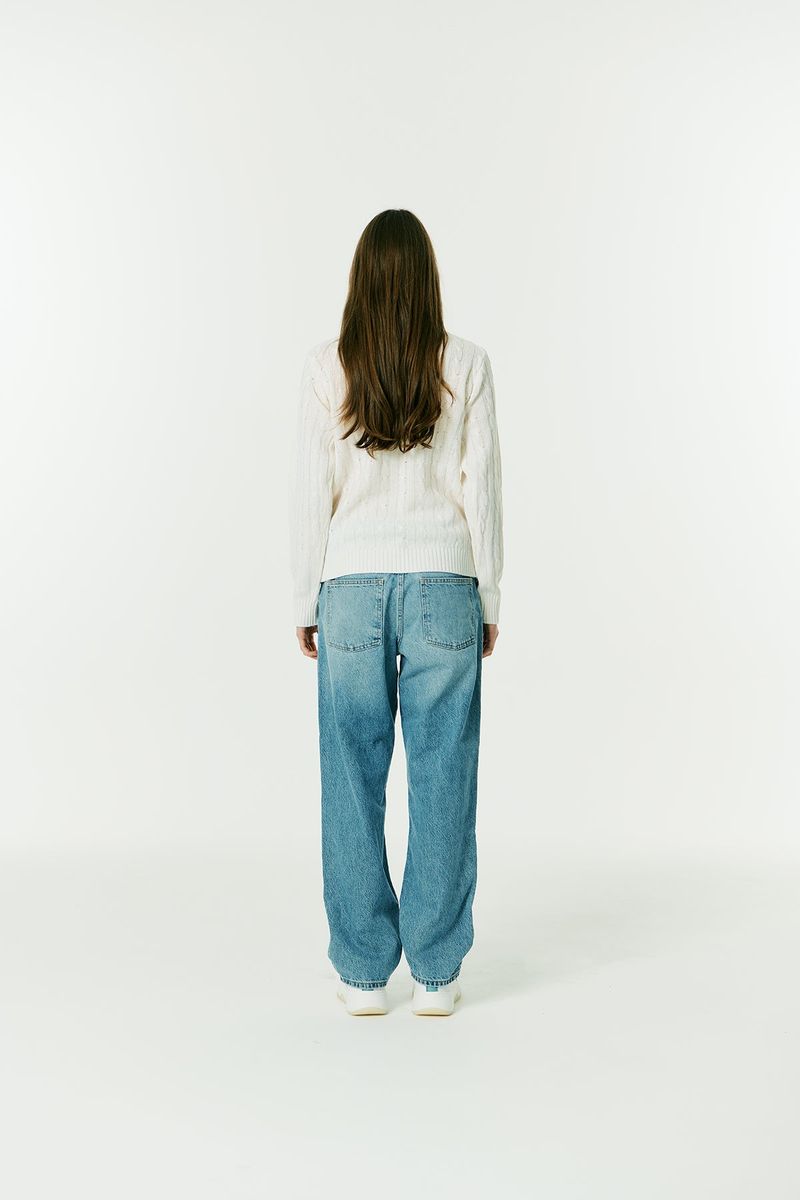 RCH mark v neck cable knit sweater Ivory