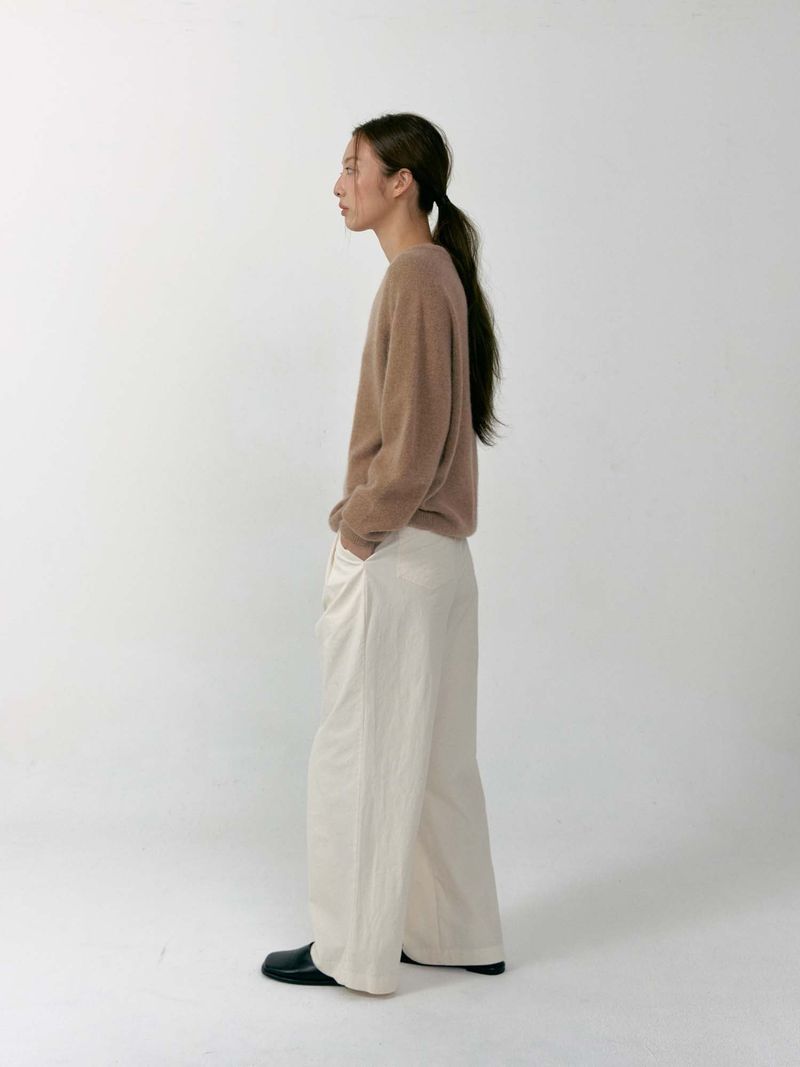 Raccoon Blend V-neck Knit (Camel)
