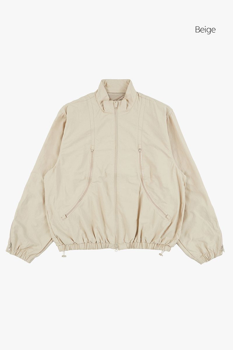 Multi curved line zip-up jumper