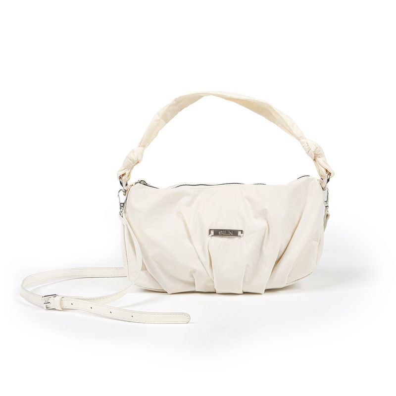 Shirring nylon shoulder bag (IVORY)